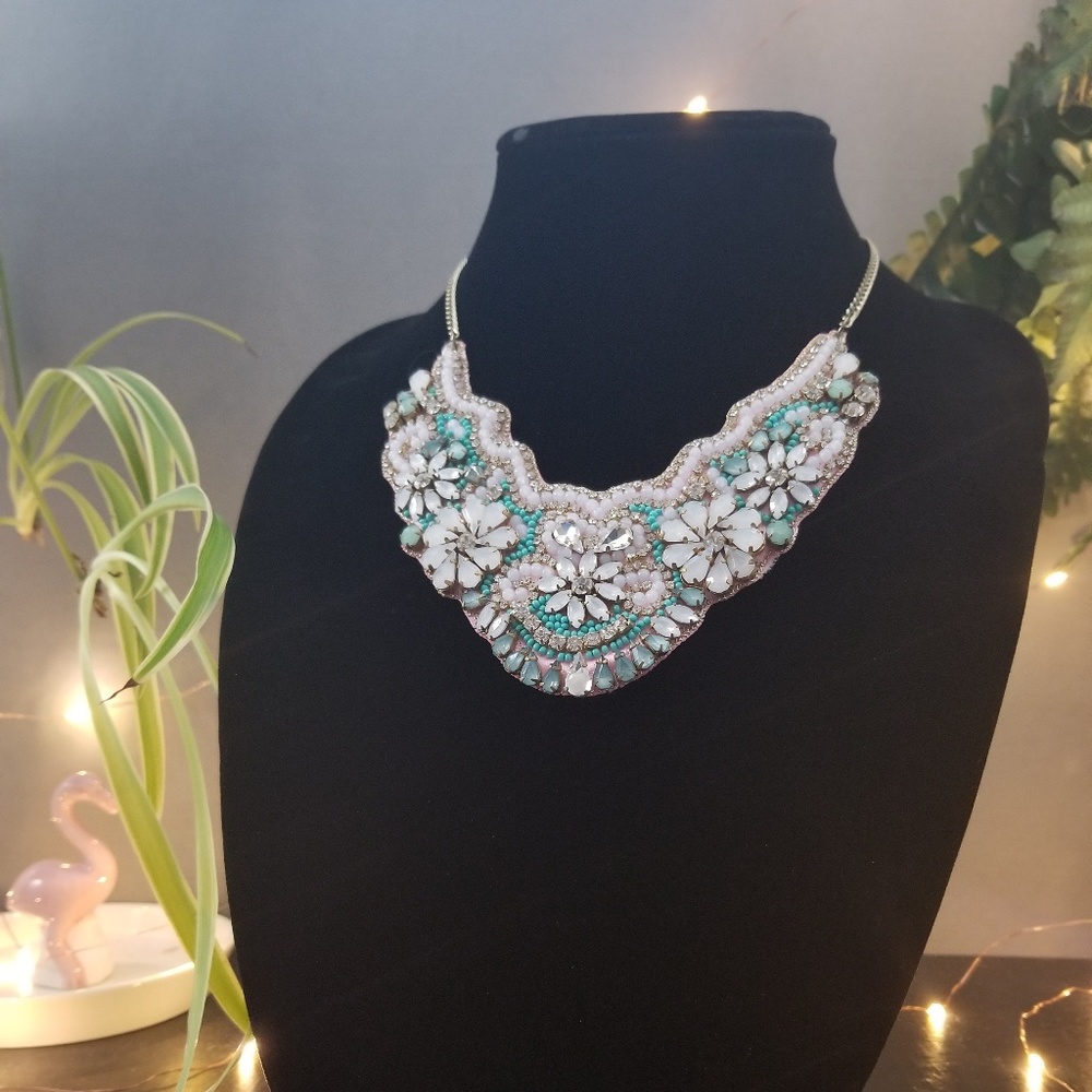 Tanjore Hand Sewn Silk Bib Necklace